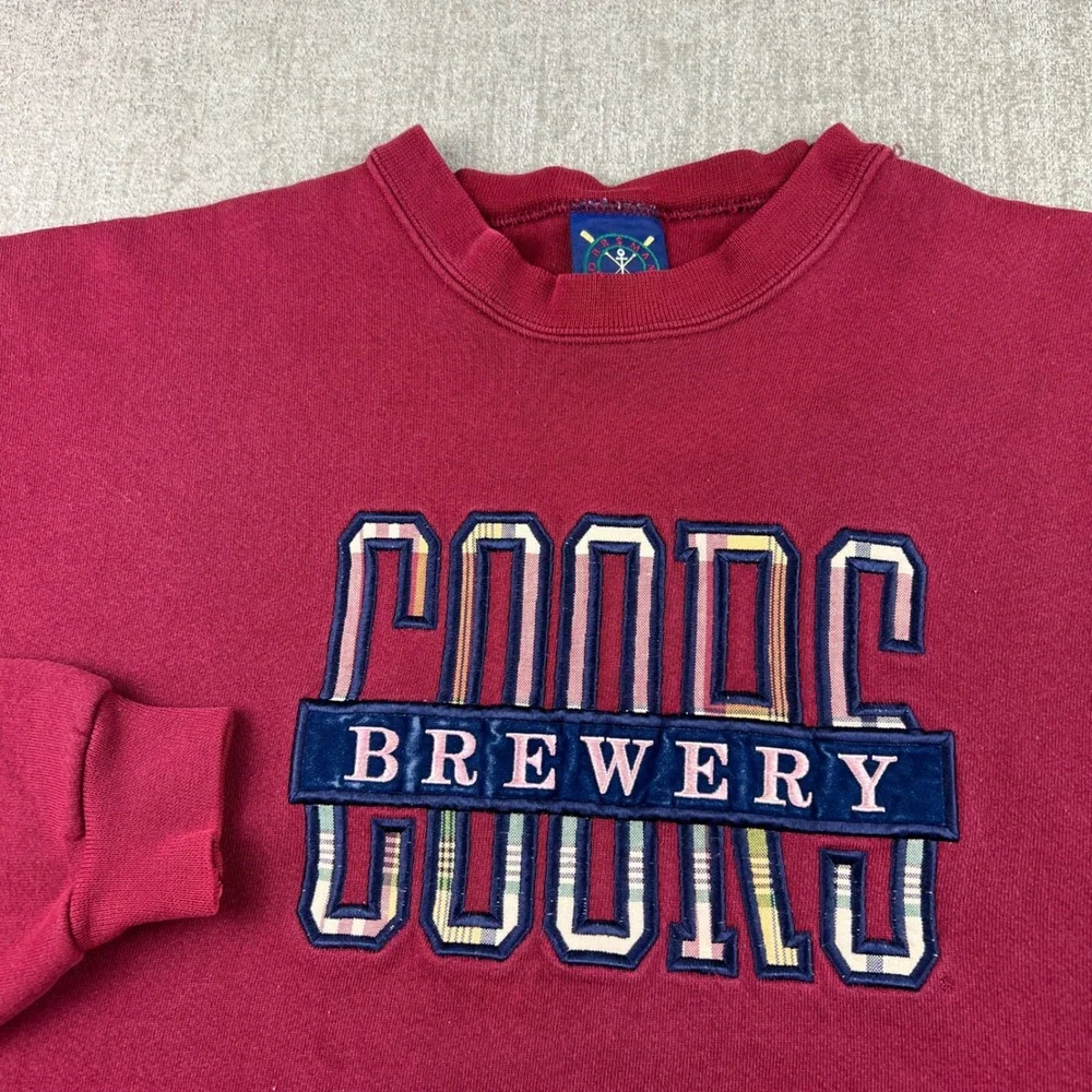 Vintage Coors Brewery Sweatshirt Mens XXL Burgundy 90s‎ Heavyweight Made in USA